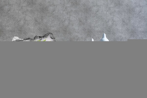 Vinilo efecto 3d pared rota irregular Un paraíso de flores detrás del muro.