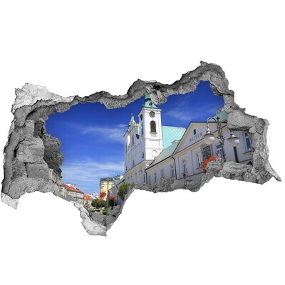 Fotomural autoadhesivo efecto agujero 3d Iglesia histórica en la ciudad