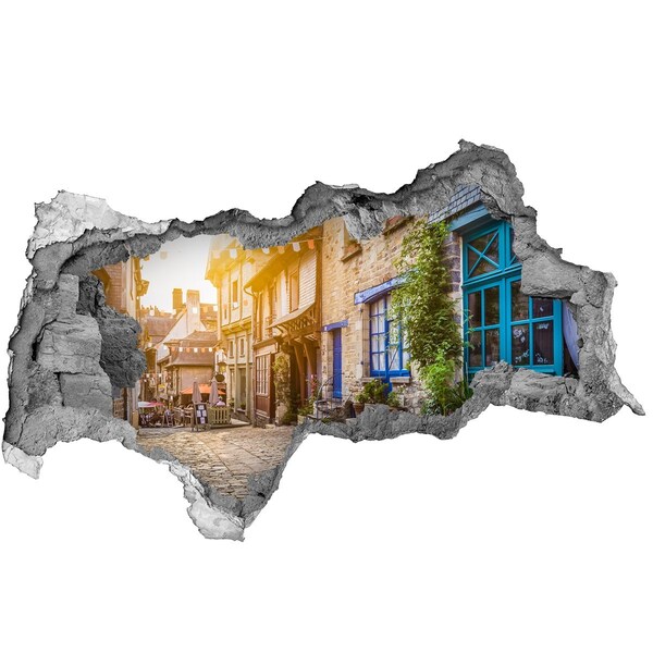Pegatina decorativa agujero en la pared 3d Una calle encantadora en el pueblo.