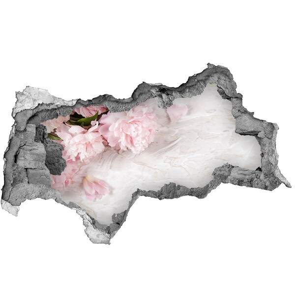 Fotomural autoadhesivo efecto agujero 3d Flores en un muro desmoronado