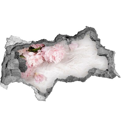 Fotomural autoadhesivo efecto agujero 3d Flores en un muro desmoronado