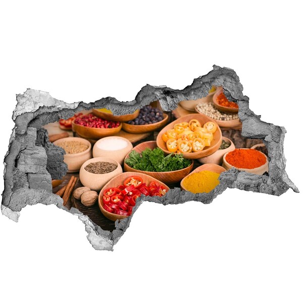 Pegatina decorativa agujero en la pared 3d Una cocina llena de especias