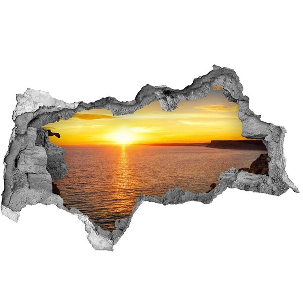 Fotomural autoadhesivo efecto agujero 3d Puesta de sol sobre el mar