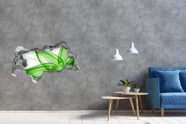 Vinilo efecto 3d pared rota irregular Ola verde de luz