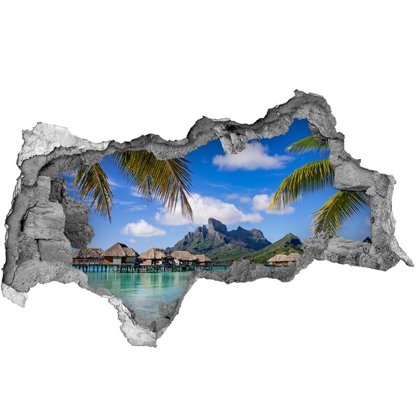 Pegatina decorativa agujero en la pared 3d Paraíso isleño tropical