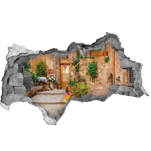 Fotomural autoadhesivo efecto agujero 3d Un pueblo encantador en Italia