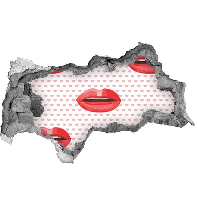 Vinilo adhesivo boquete en la pared rota Labios en corazones