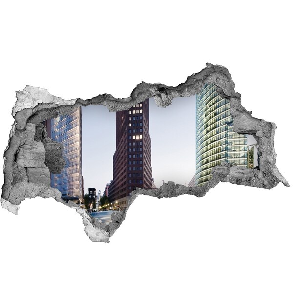 Fotomural autoadhesivo efecto agujero 3d Vista de la ciudad moderna