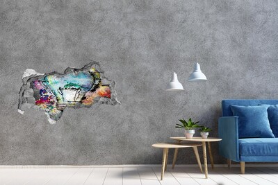 Pegatina decorativa agujero en la pared 3d Una pared dañada con una lámpara.