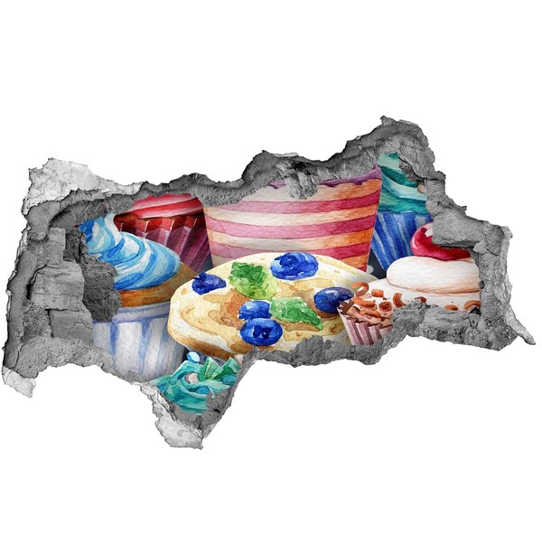 Fotomural autoadhesivo efecto agujero 3d Dulces de agujero en la pared