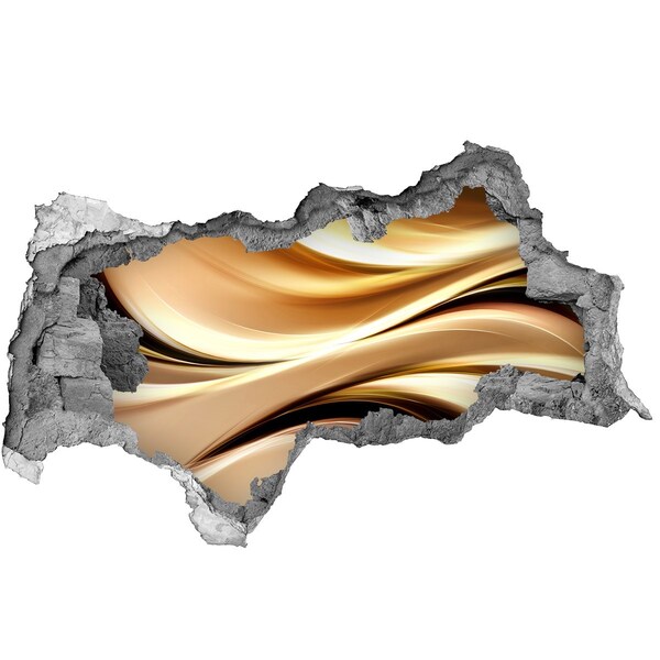 Pegatina decorativa agujero en la pared 3d Ondas doradas en la pared