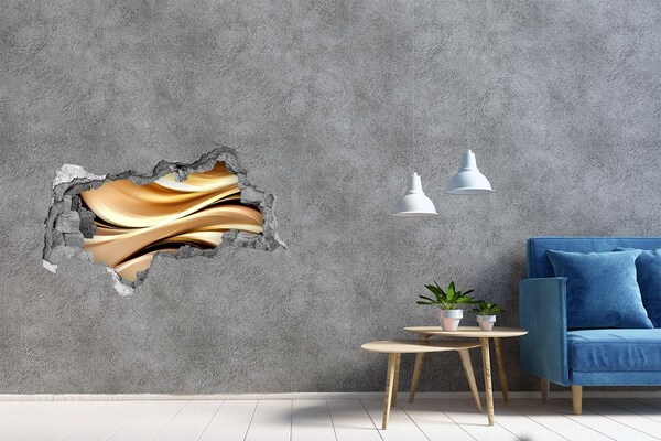 Pegatina decorativa agujero en la pared 3d Ondas doradas en la pared