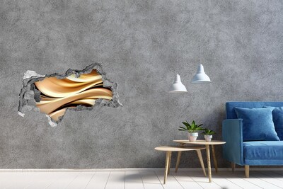 Pegatina decorativa agujero en la pared 3d Ondas doradas en la pared