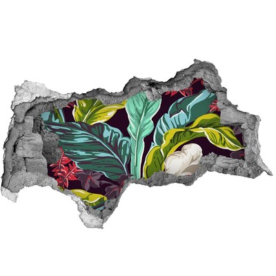 Vinilo efecto 3d pared rota irregular Jardín tropical en un agujero en la pared