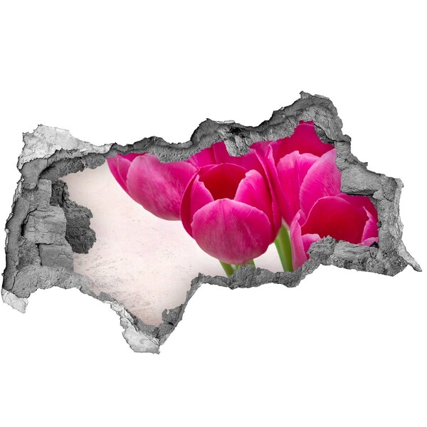 Pegatina decorativa agujero en la pared 3d Flores en color rosa
