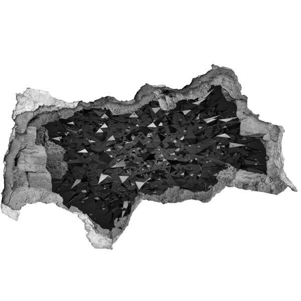 Vinilo efecto 3d pared rota irregular Abismo negro en la pared