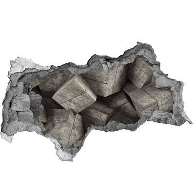 Pegatina decorativa agujero en la pared 3d Una pared dañada con vistas a un espacio de hormigón.