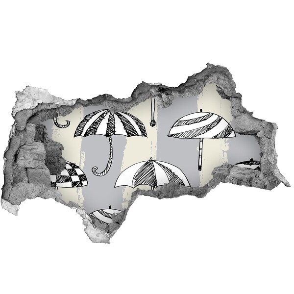 Vinilo efecto 3d pared rota irregular Encantadoras sombrillas en la playa