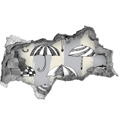 Vinilo efecto 3d pared rota irregular Encantadoras sombrillas en la playa