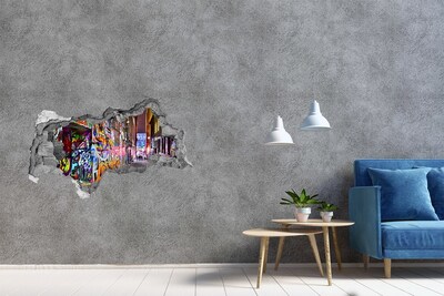 Fotomural autoadhesivo efecto agujero 3d Una calle llena de grafitis