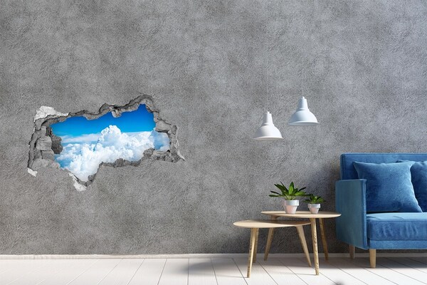 Pegatina decorativa agujero en la pared 3d El cielo está lleno de nubes.