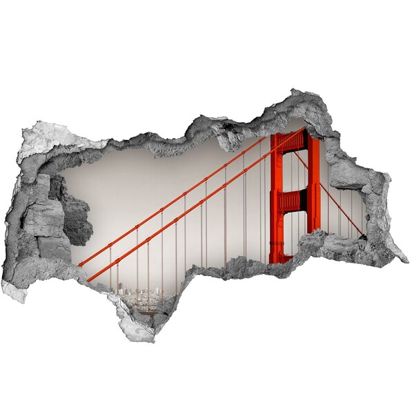 Vinilo efecto 3d pared rota irregular Puente Golden Gate en San Francisco