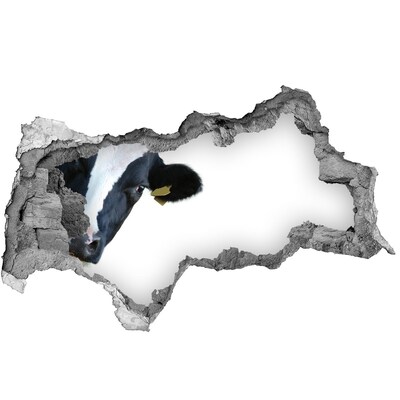 naklejka fototapeta 3D widok Krowa w dziurze w ścianie