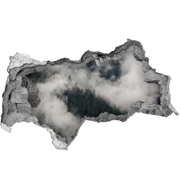 Fotomural autoadhesivo efecto agujero 3d Valle verde entre las nubes