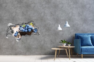 Vinilo adhesivo boquete en la pared rota Bayas en un cuenco de madera