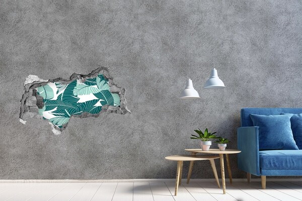 Pegatina decorativa agujero en la pared 3d Un oasis tropical en un muro en ruinas