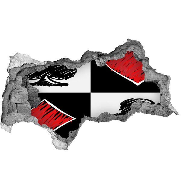 Vinilo efecto 3d pared rota irregular Muro roto con acentos rojos