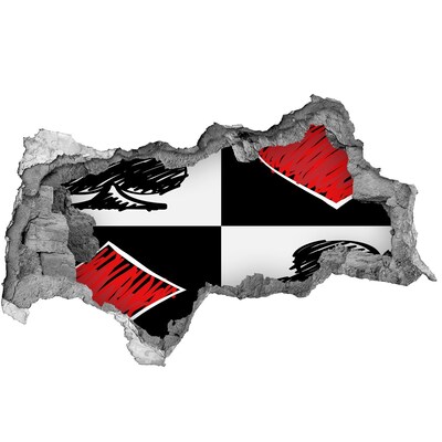 Vinilo efecto 3d pared rota irregular Muro roto con acentos rojos