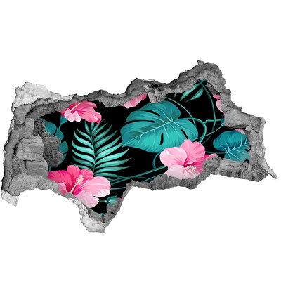 naklejka fototapeta 3D na ścianę Tropikalny ogród w dziurze w ścianie