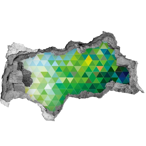 Vinilo efecto 3d pared rota irregular Paisaje verde en un agujero en la pared.