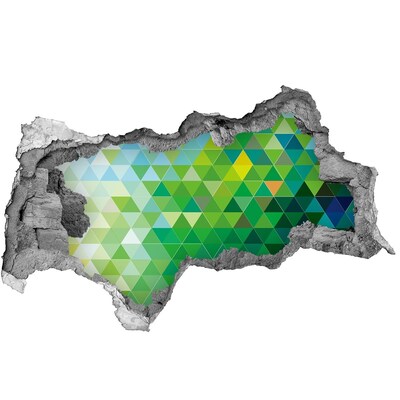 Vinilo efecto 3d pared rota irregular Paisaje verde en un agujero en la pared.