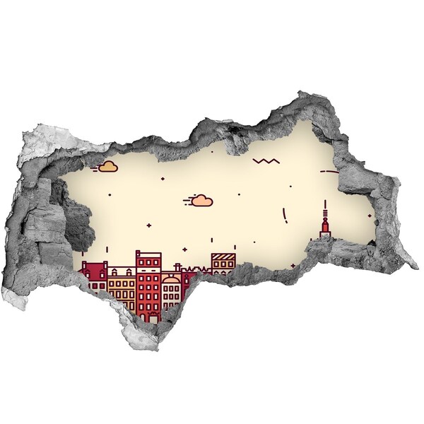 Pegatina decorativa agujero en la pared 3d La ciudad detrás del muro