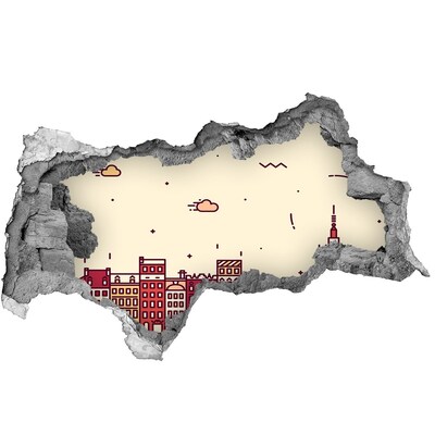 Fototapeta dziura na ścianę Miasto za ścianą