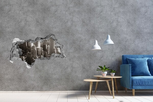 Fototapeta dziura na ścianę 3d Widok na miasto z dziury w ścianie