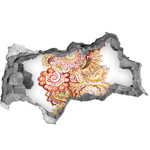 Vinilo adhesivo boquete en la pared rota Patrones coloridos sobre un fondo de hormigón.