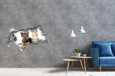 Fototapeta dziura na ścianę 3d Przyjaciele z podwórka