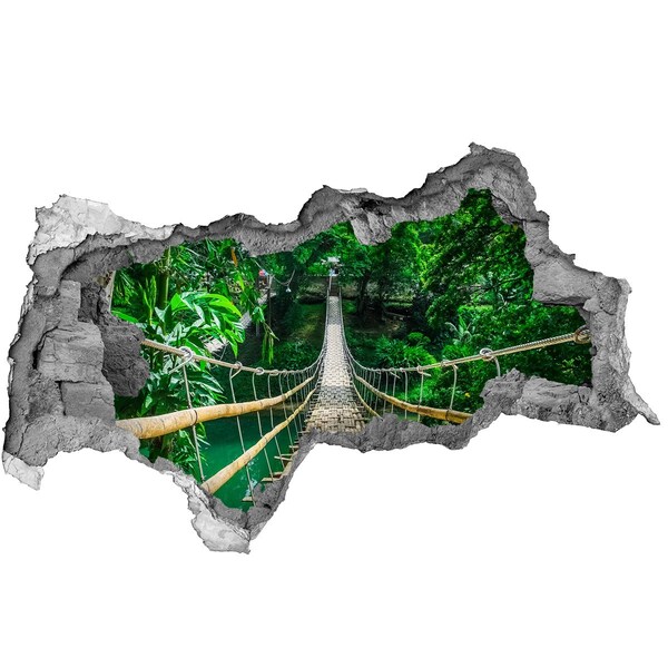 Vinilo efecto 3d pared rota irregular Puente en la jungla