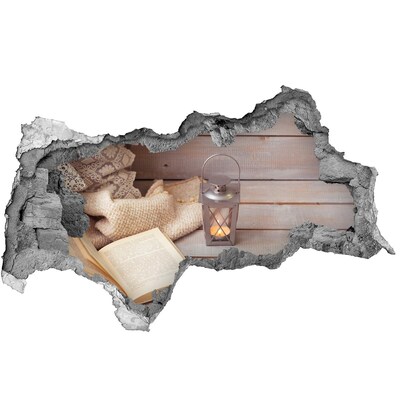 Fototapeta dziura na ścianę 3d Przytulny kącik z lampionem