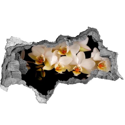 Fotomural autoadhesivo efecto agujero 3d Flores de orquídea en las ruinas