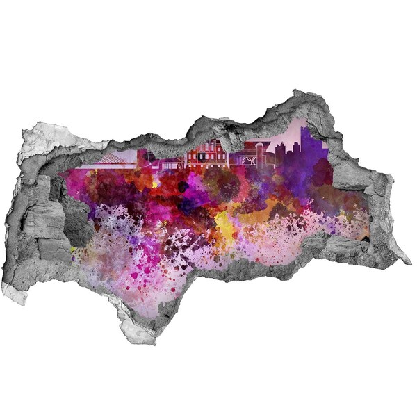 Samoprzylepna dziura naklejka Kolorowy widok na miasto