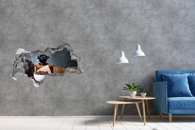 Vinilo adhesivo boquete en la pared rota Café en una cafetería casera