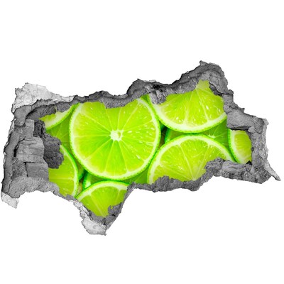 Naklejka 3D dziura na ścianę samoprzylepna Soczyste limonki w dziurze w ścianie