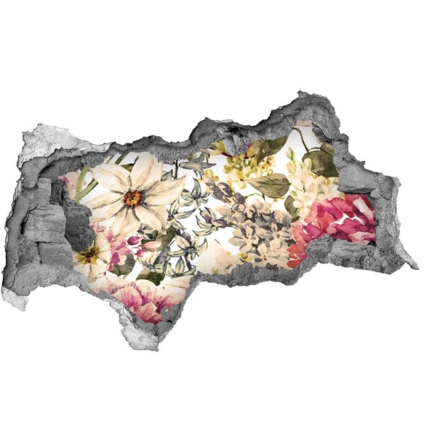 Pegatina decorativa agujero en la pared 3d Jardín de flores detrás del muro