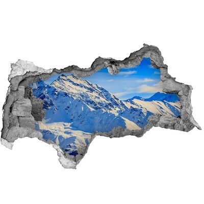 Pegatina decorativa agujero en la pared 3d paisaje de montaña invernal