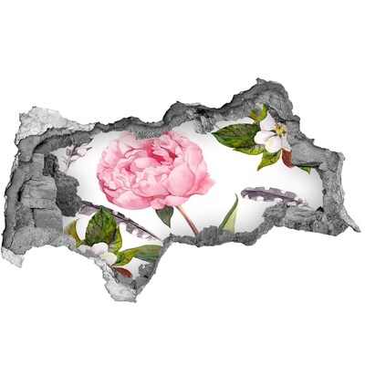 Fotomural autoadhesivo efecto agujero 3d Mural de flores a través de un agujero en la pared