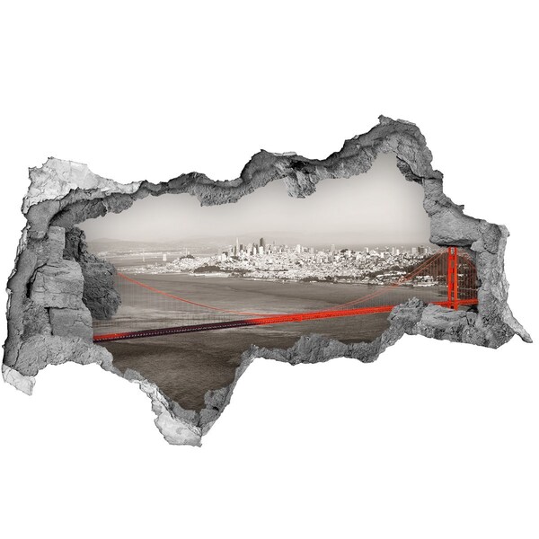 Fotomural autoadhesivo efecto agujero 3d Vista de San Francisco con el puente Golden Gate
